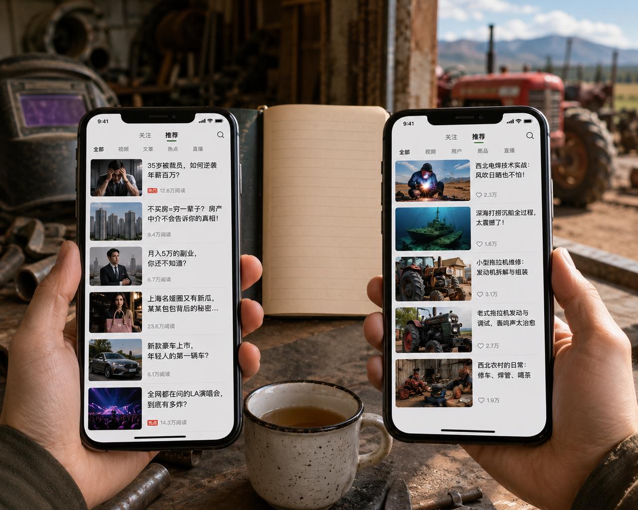 最近看到一个特别火的技术小实验：

有位网友因为实在不堪忍受算法天天给他推送焦虑