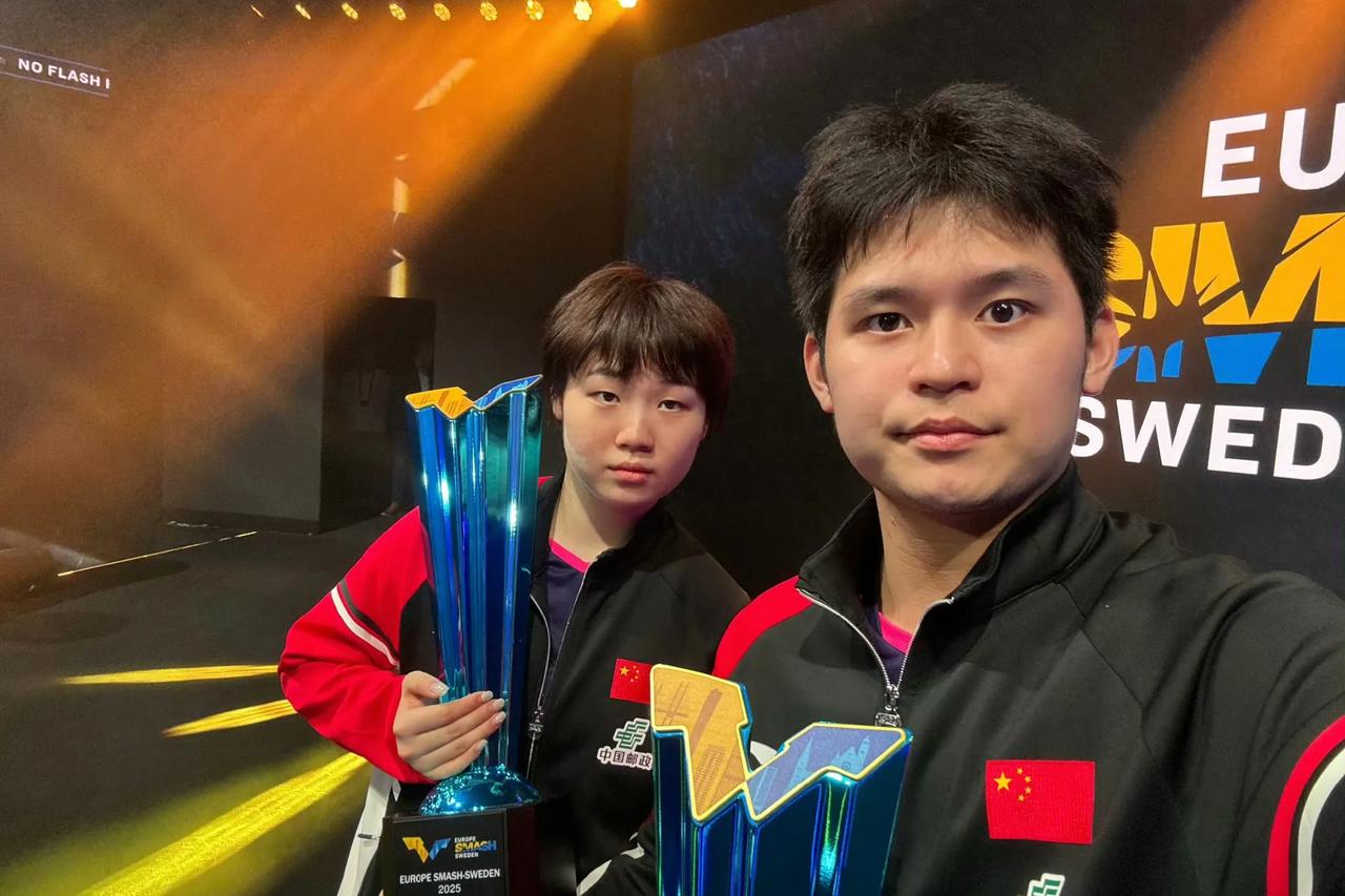 林诗栋混双搭档蒯曼，近一年共参加了9站赛事，除了成都团体世乒赛，最差成绩是多哈世