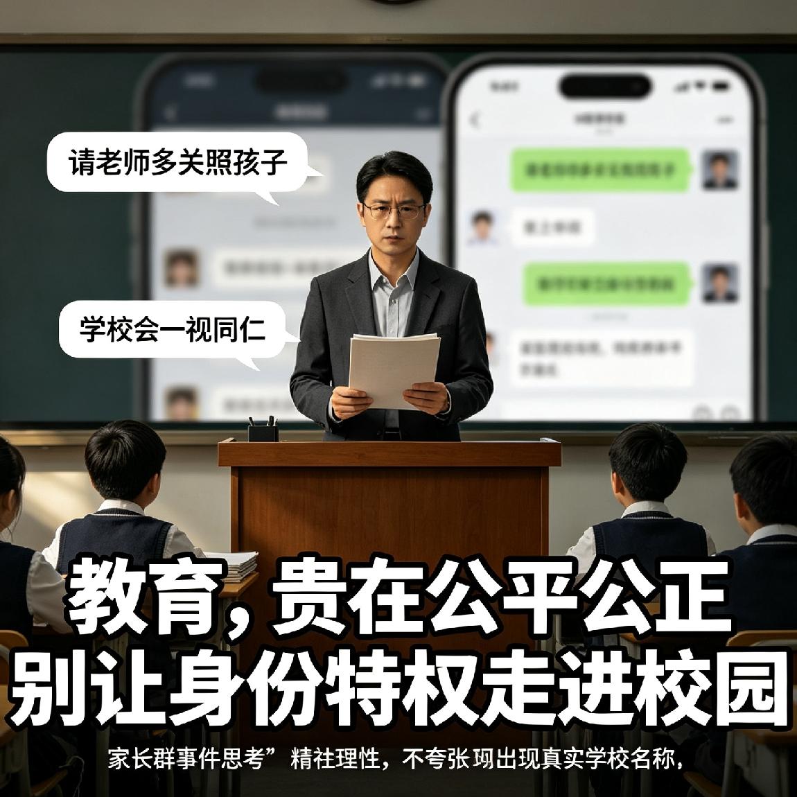 家长群晒双公职身份求关照！这番操作，为何全网吵翻🔥
 
一段家长群的聊天截图，