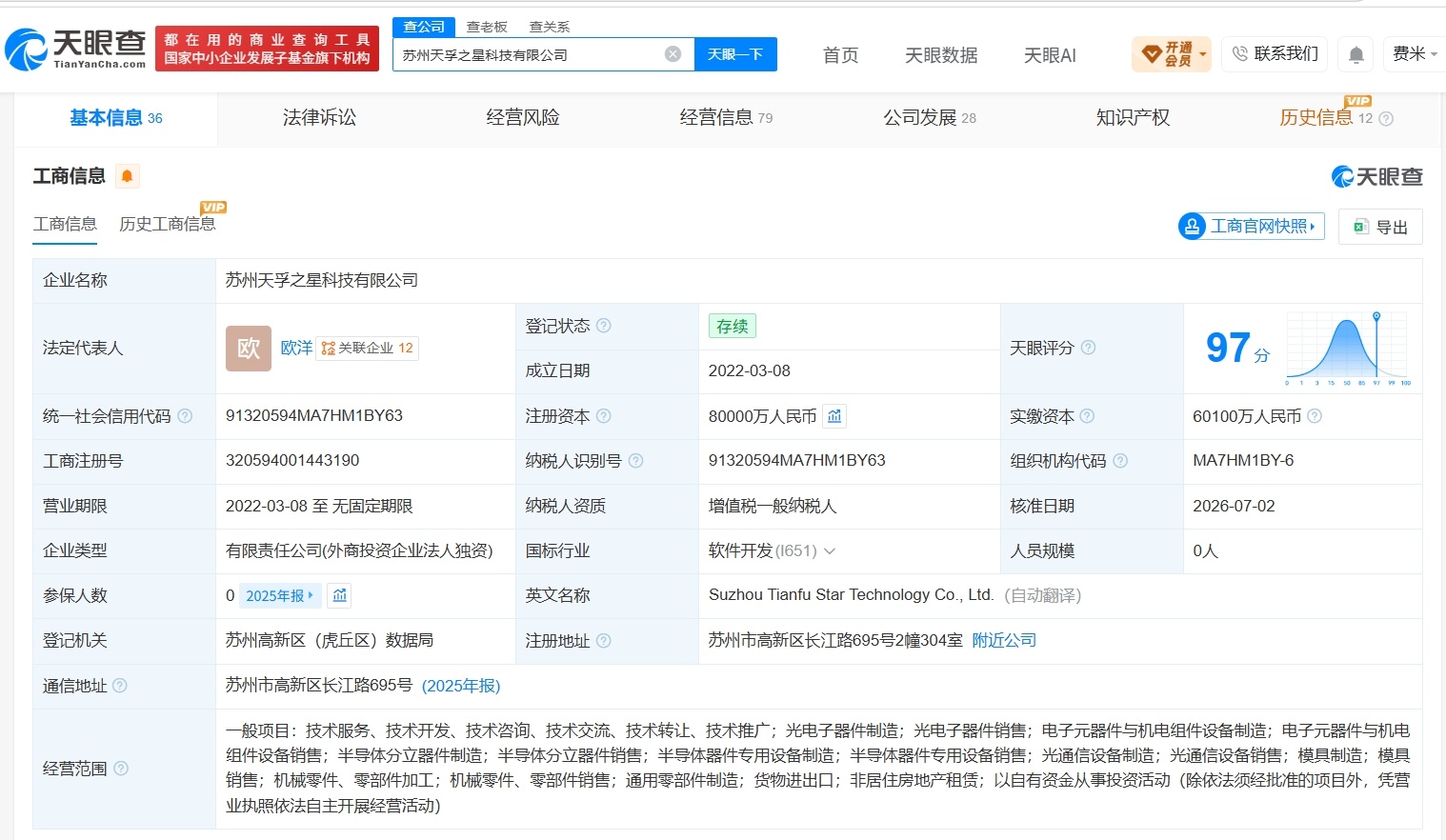 【天孚通信旗下天孚之星科技公司增资至8亿 增幅约33%】财报研究社Pro讯，天眼
