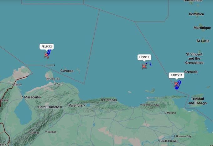 多架美国海军 F-18 战斗机，呼号分别为 FELIX、LION 和 PARTY