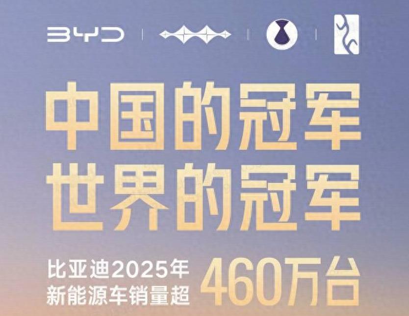 中国车企新纪录：比亚迪 2025 年包揽本土与全球新能源销冠


2025年中国