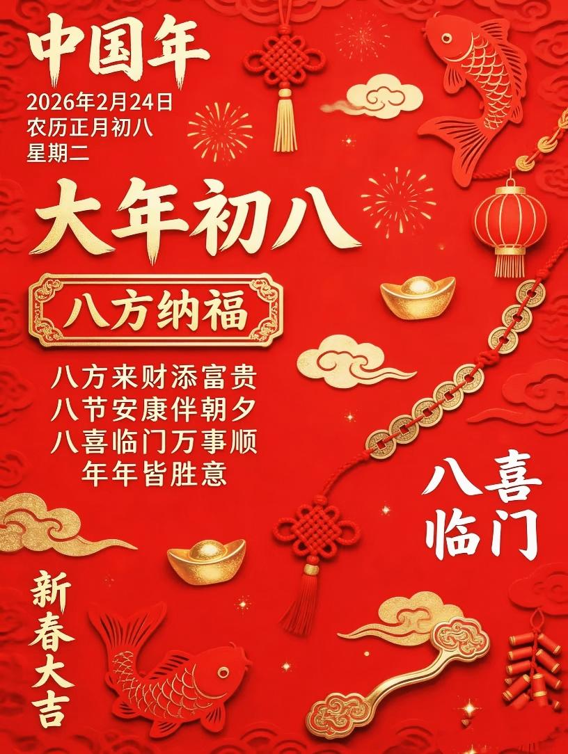 今天是大年初八
海棠听风祝大家
一生八方来财
一世财源广进
岁岁平平安安
天天吉