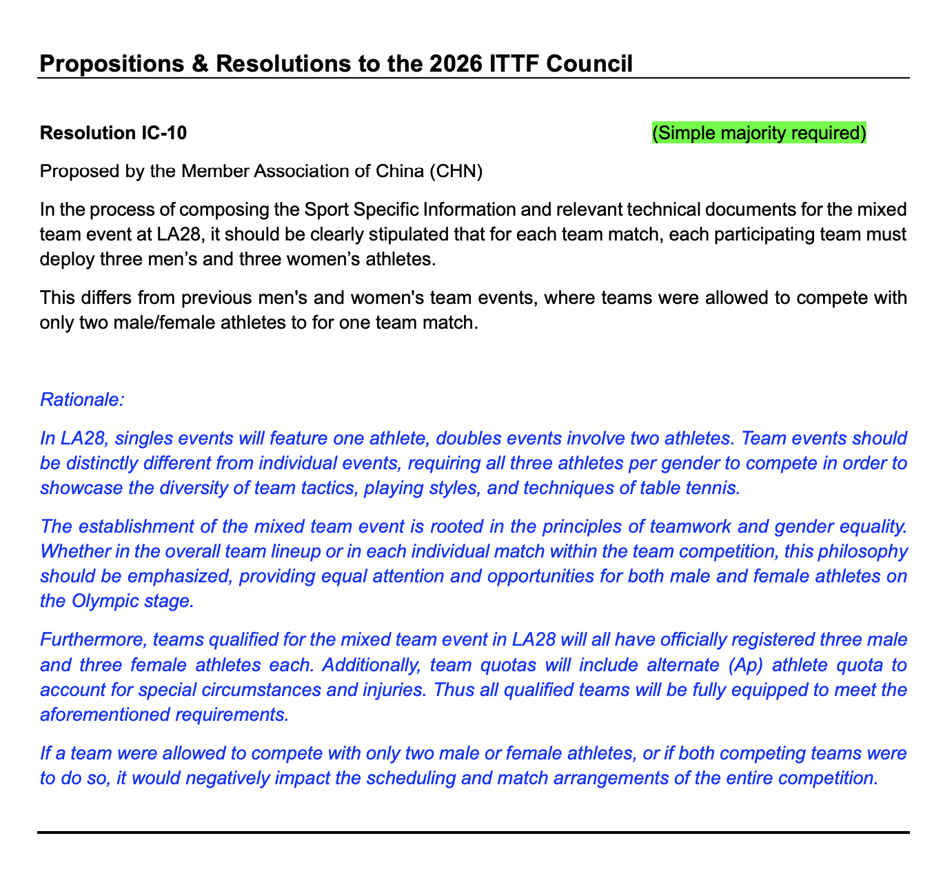 中国乒乓球协会提交给2026年国际乒联理事会的提案和决议IC-10号提案丨需简单