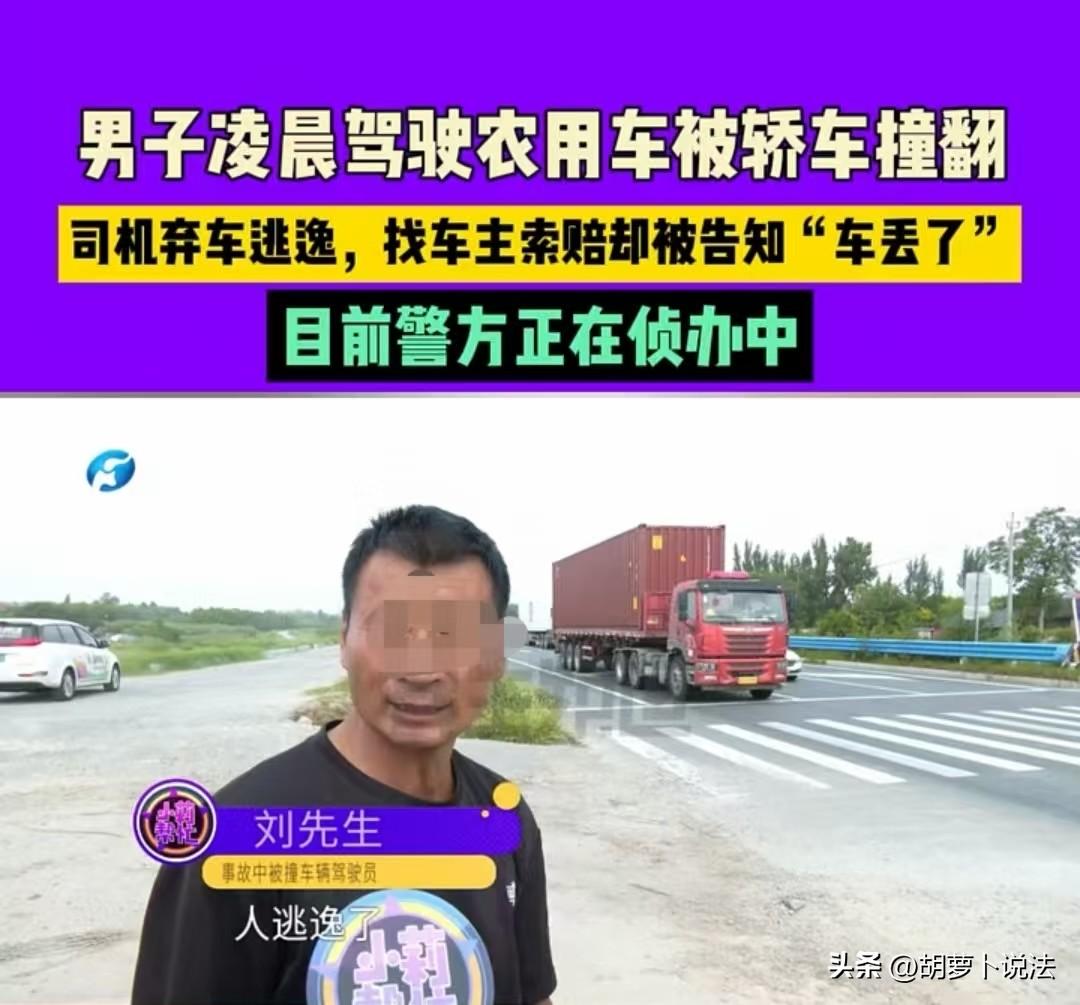 河南，男子被车子撞倒，司机却逃到了桥下。三小时后，车主报案，称车子被盗，还表示当