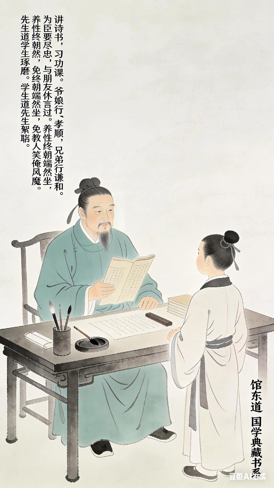 《中吕》普天乐嘲西席、张鸣善。
讲诗书，
习功课。
爷娘行"孝顺，
兄弟行谦和。