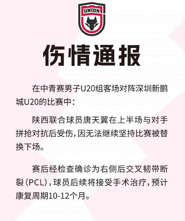 唐天翼大伤，赛季报销，职业生涯也成谜了。
唐天翼本来可以是前途无量的边路新星，广
