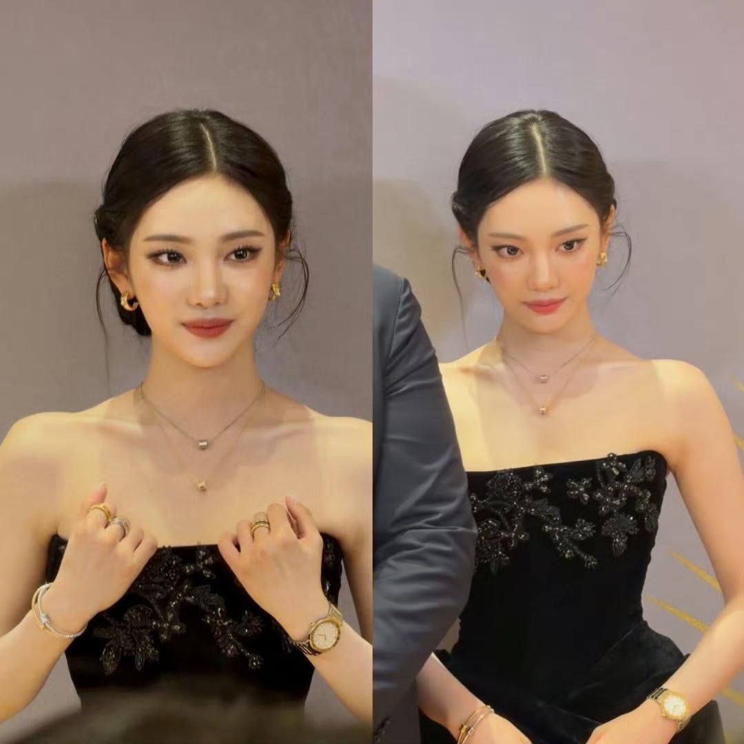 宁艺卓黑丝绒抹胸长裙   宁艺卓今日线下活动～好优雅好漂亮好有气质 宁艺卓穿了高