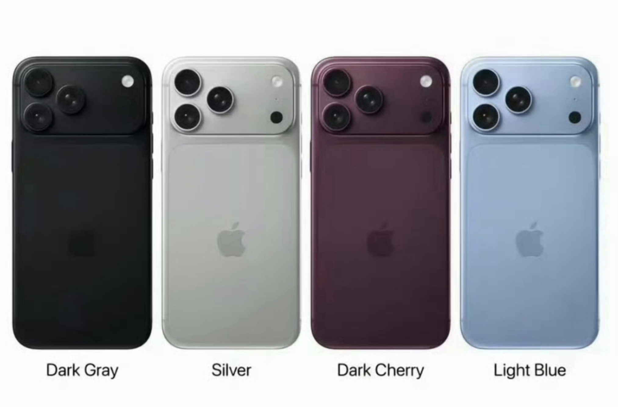 iPhone18ProMax配色取消了17的星宇橙，新增了雾面浅蓝和深樱桃红，其