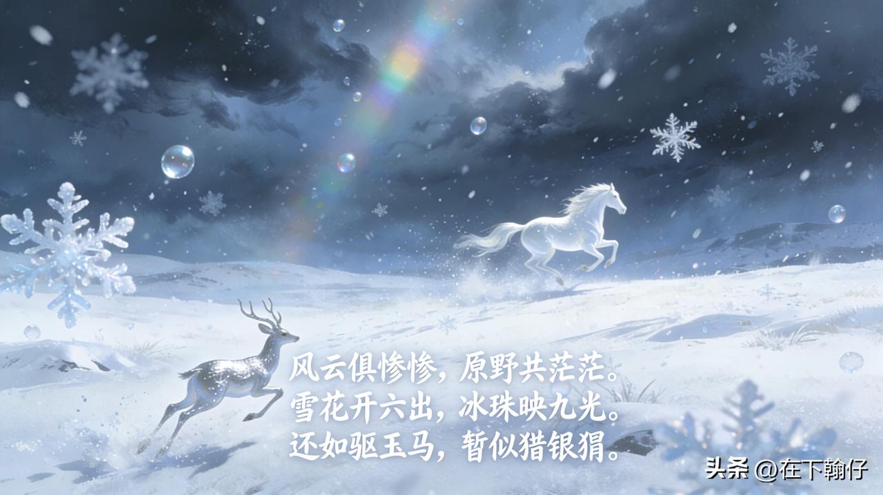 南北朝诗人庾信的 《郊行值雪诗》 。这首诗确实以奇崛的想象力和精妙的比喻著称，在
