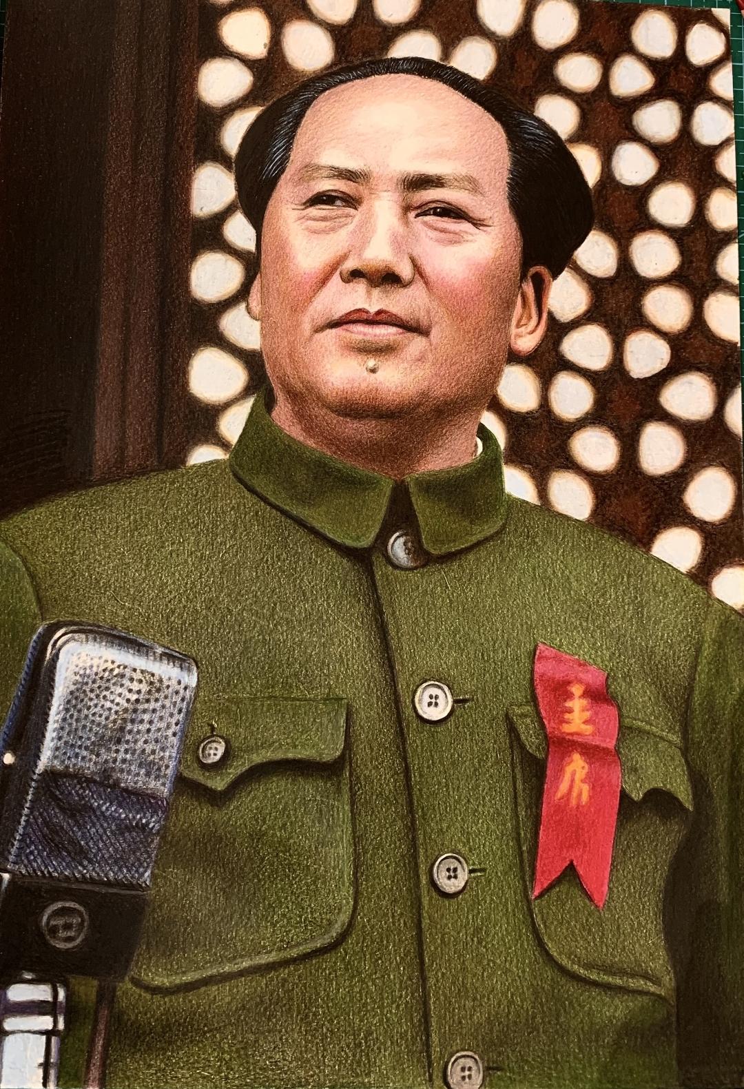 彩铅手绘《致敬伟人毛泽东》