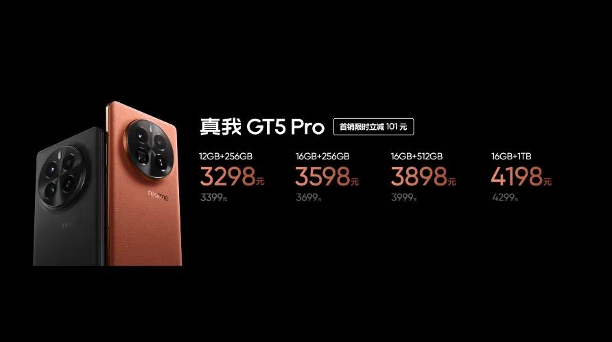 真我GT5 Pro发布

12+256GB/3298元，16+256GB/359