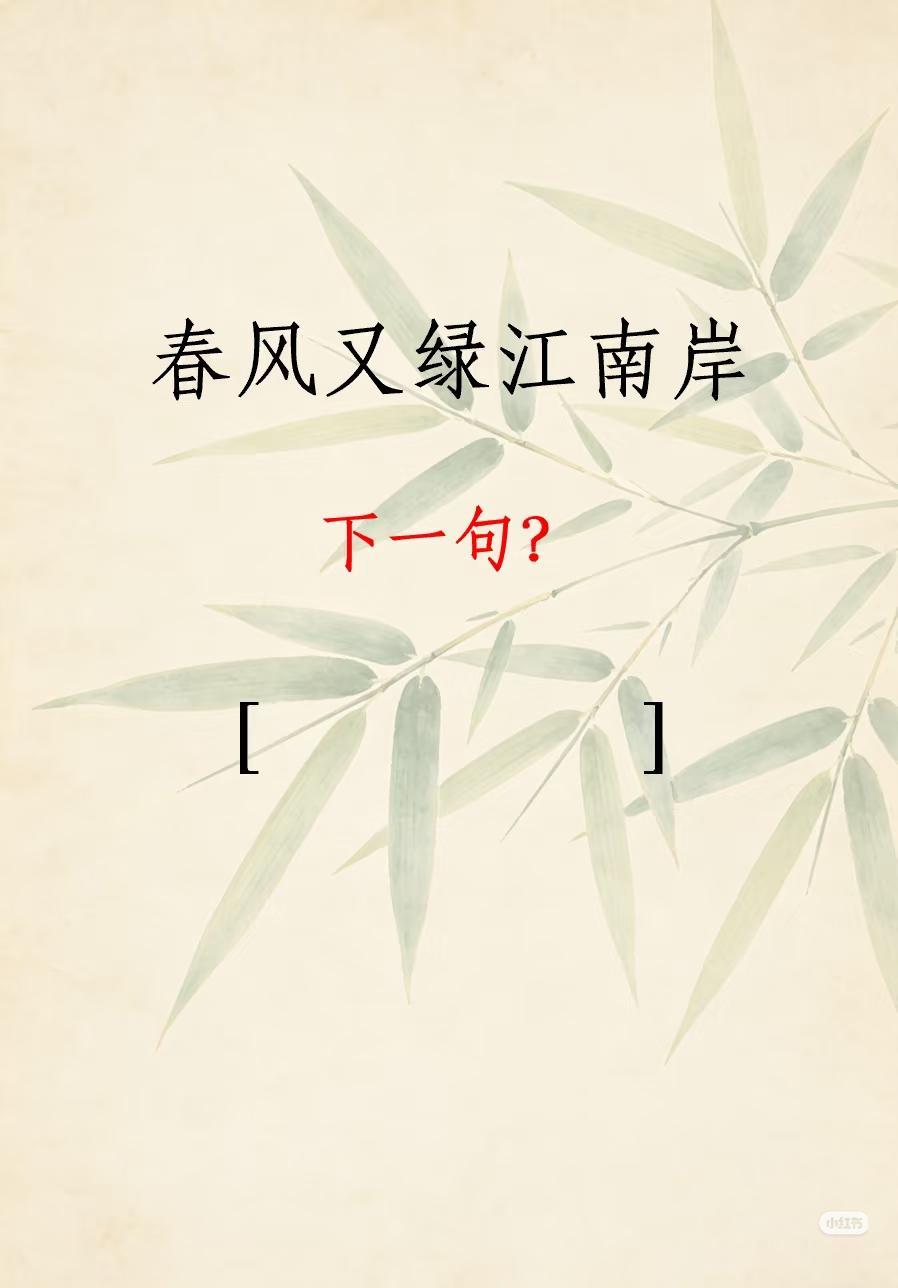 古诗词对联！
上联：春风又绿江南岸，
下联：？