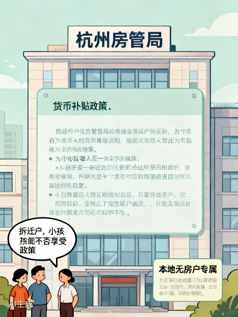 今天前往杭州房管局办事，碰到两位拆迁户大爷，他们要求办理货币补贴。工作人员耐心地