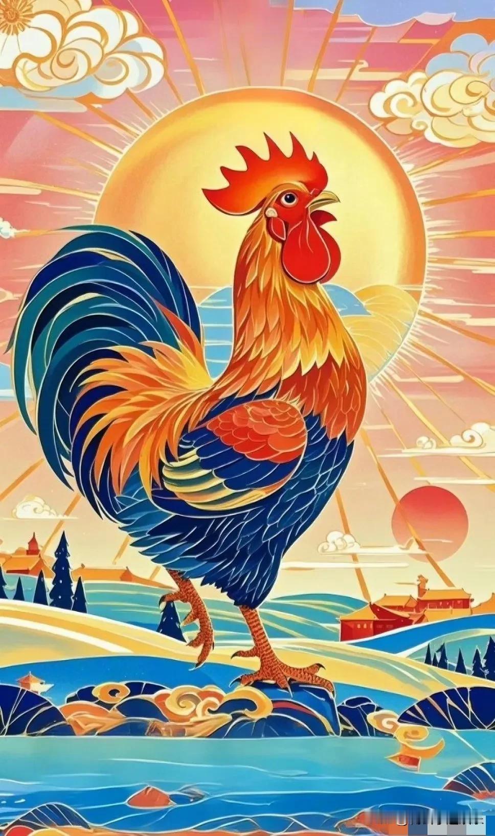 新年钟声渐近，福鸡似已振翅啼鸣，送来吉祥。吉星高悬，洒下清辉，照亮前行的每一步。