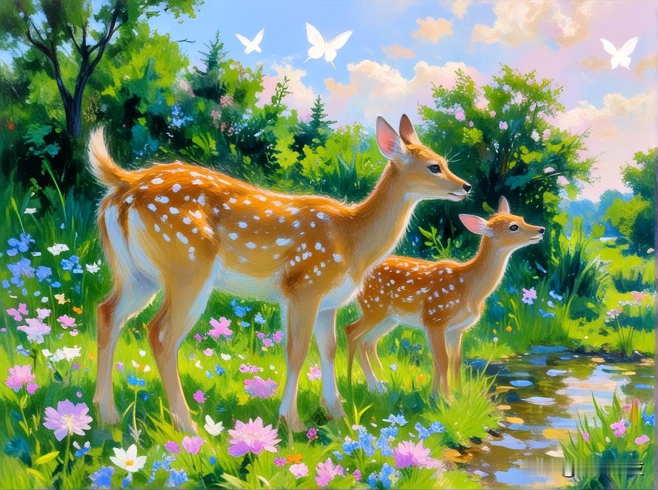 动画里的大连野生梅花鹿太可爱了吧，原图拍摄于大连白云彩林公园，在森林动物园北门附