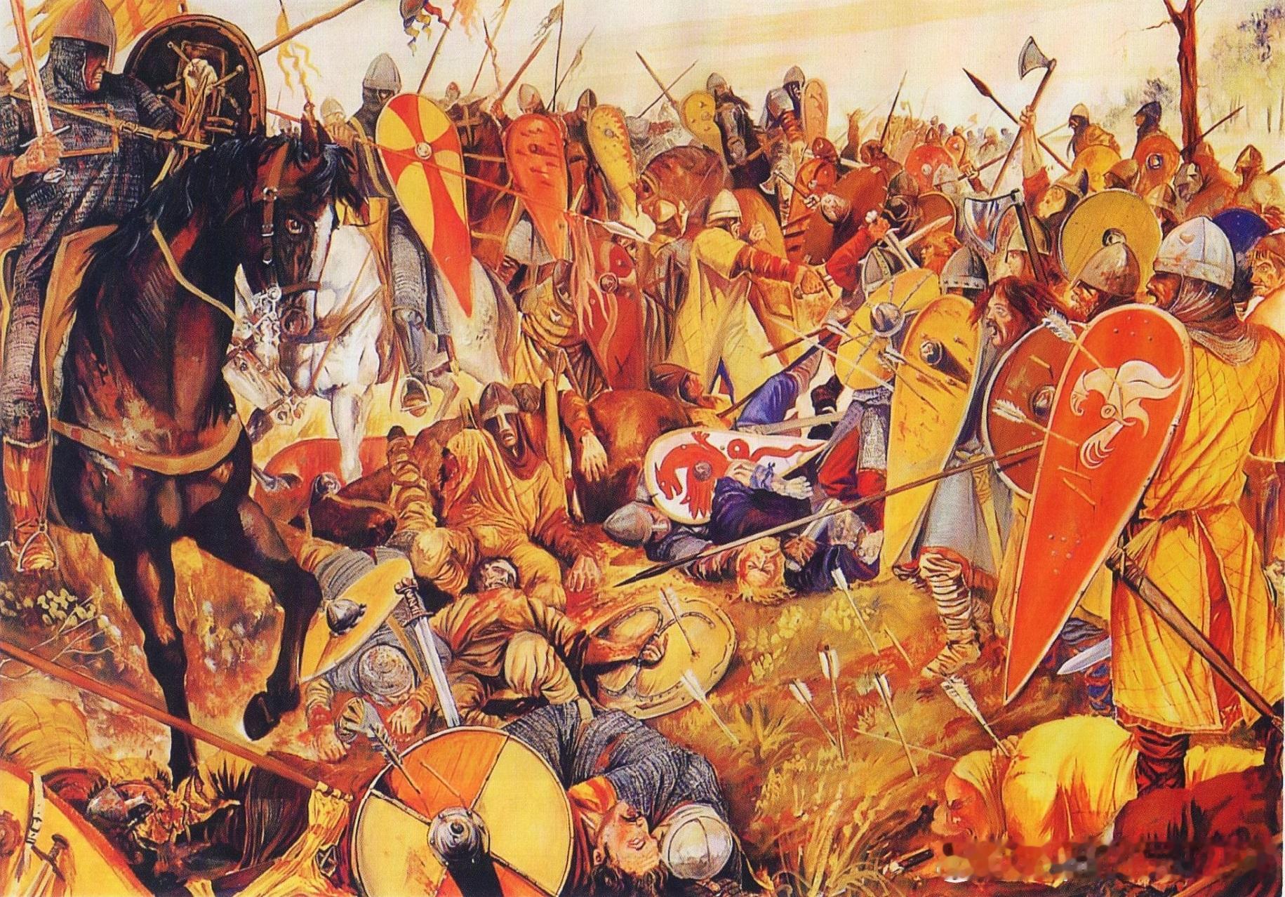 1066年10月14日Hastings黑斯廷斯之战，诺曼公爵威廉和英王哈罗德二世