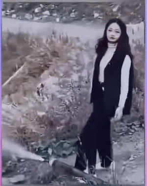 女子好不容易通过栅栏，要是身材再丰满点，可能就通过不了了，卡在中间怎么办，还是别