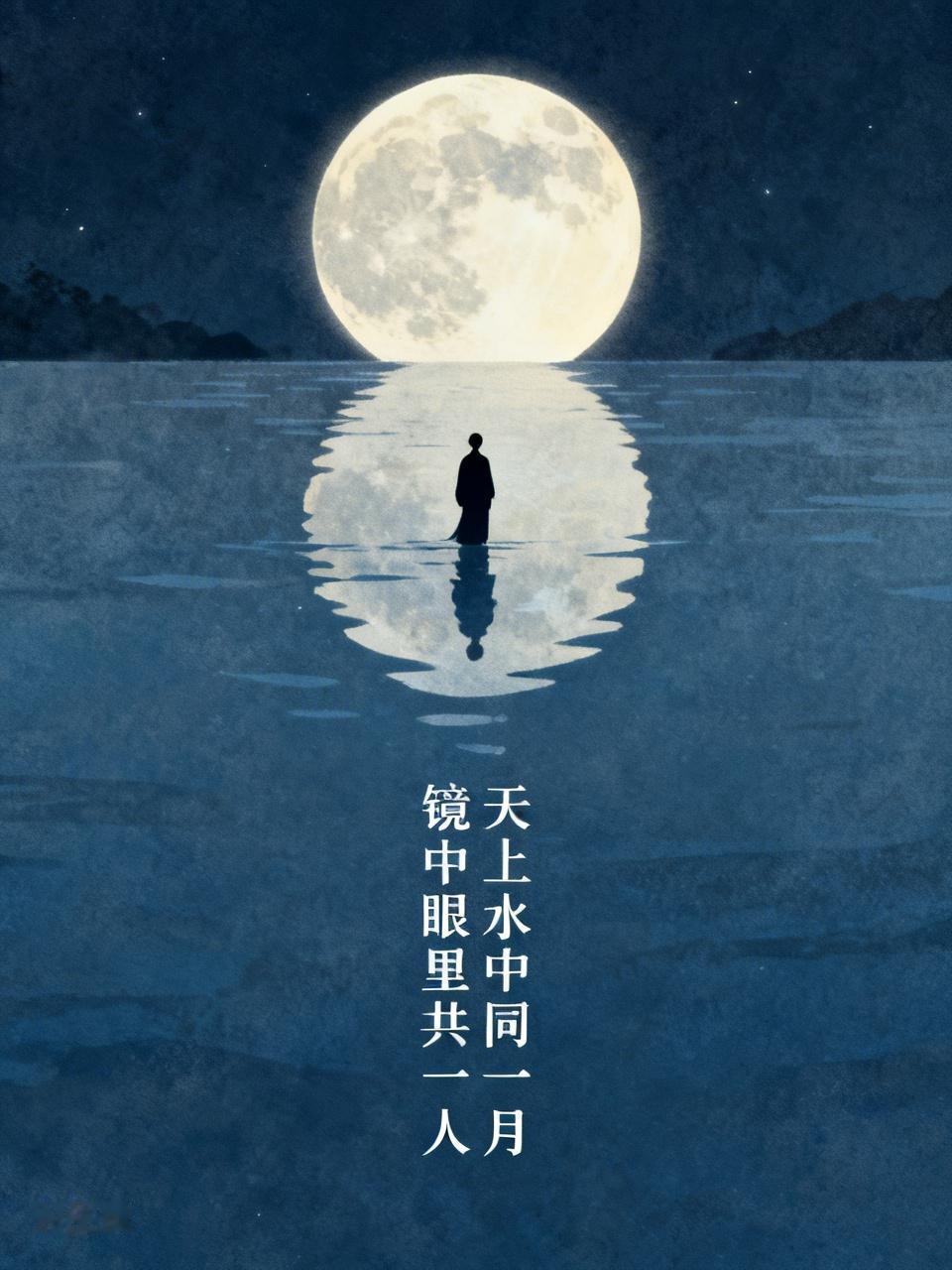 上联：天上水中同一月，
下联：镜中眼里共一人。                 