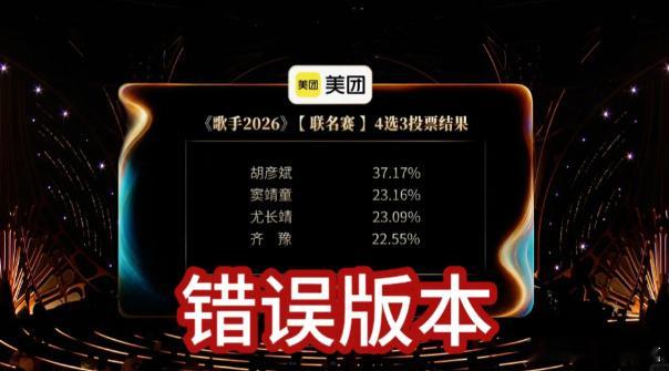 不靠虚高票数加持，胡彦斌凭现场唱功稳坐榜首，修正数据后依旧领跑，唱功才是硬底气歌