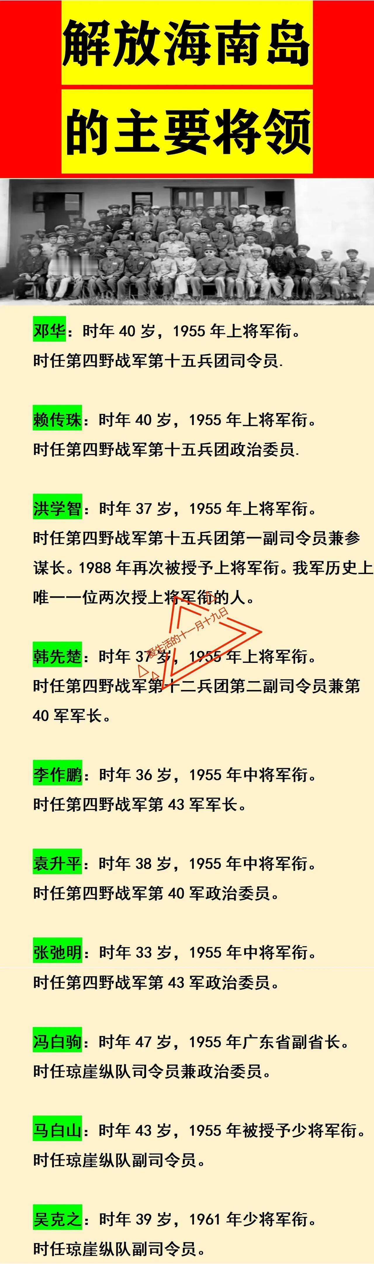 洪学智：参加了解放海南岛
韩先楚：参加了解放海南岛

解放海南岛有多难呢？海南岛