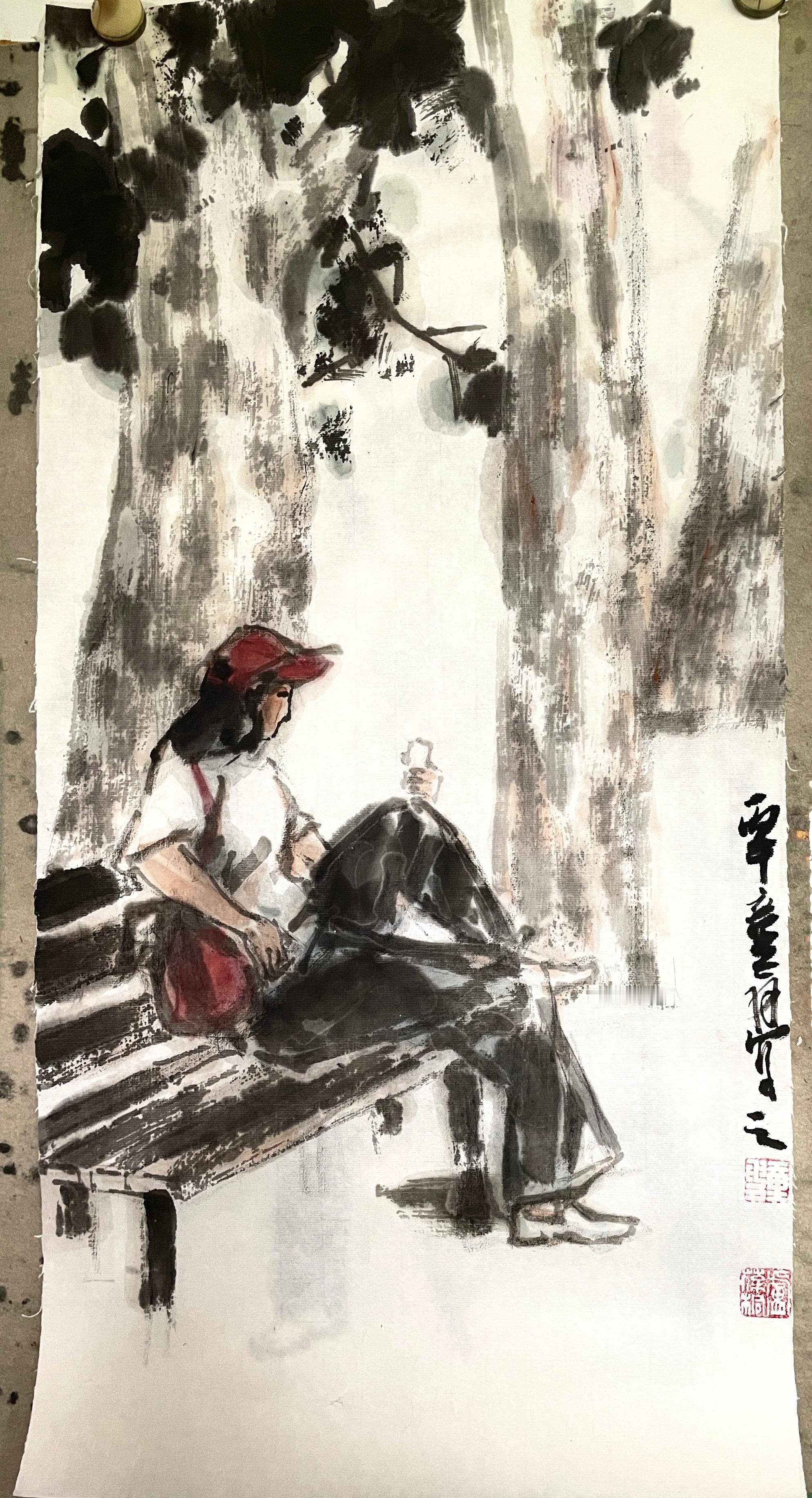 卢氏水墨[超话]  梧桐树下 ​​​