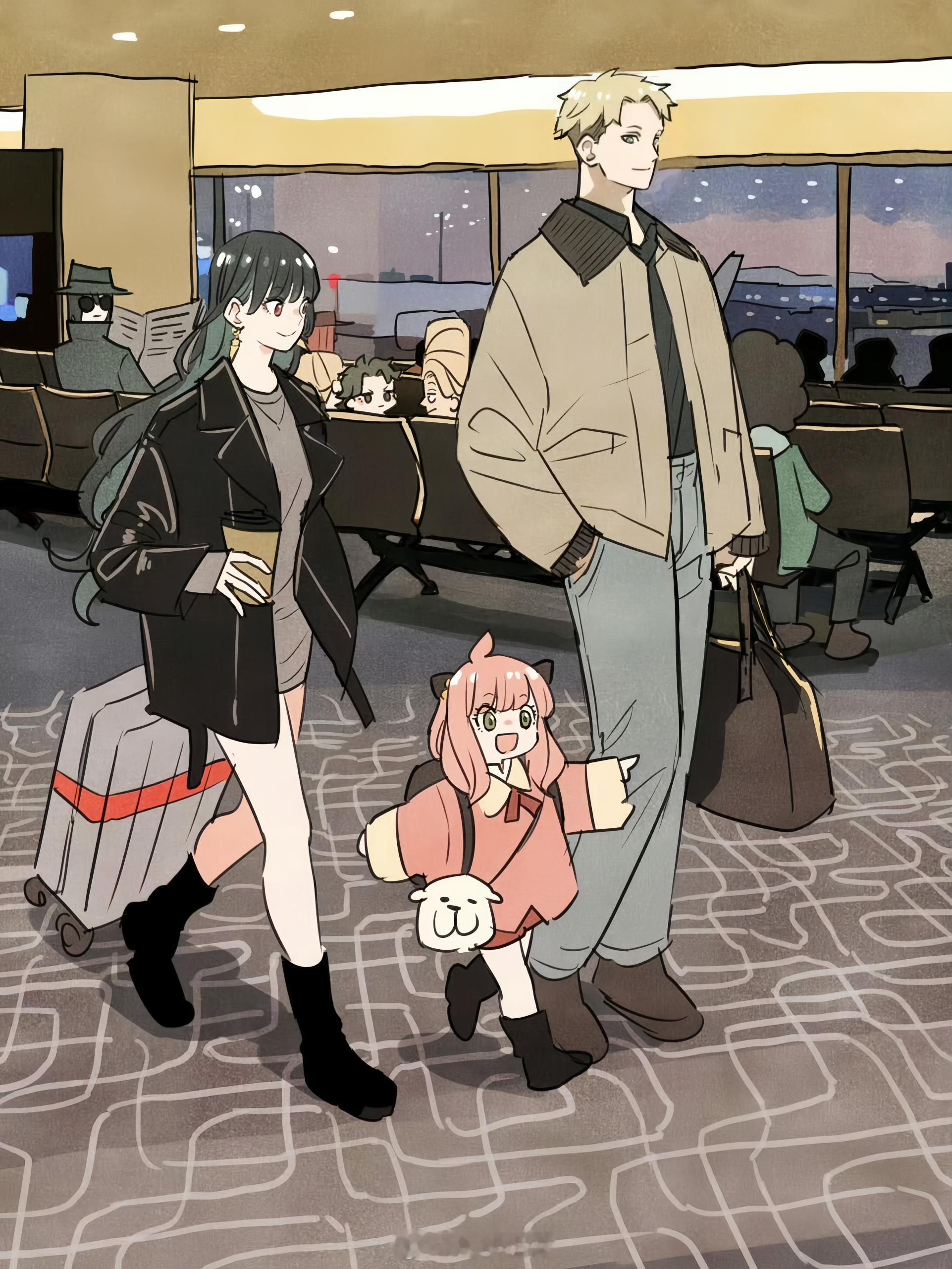 敲养眼的一家三口🥰妈妈漂亮，爸爸帅气，女儿可爱~画师-ryosuketarou