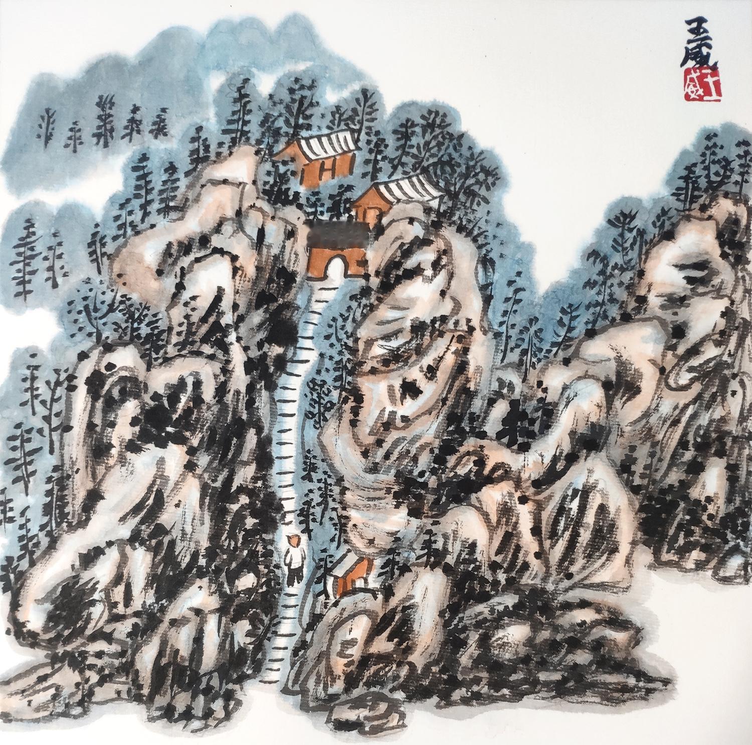 小画，山寺日高僧未起，算来名利不如闲。新城事遇见艺术  ​​​