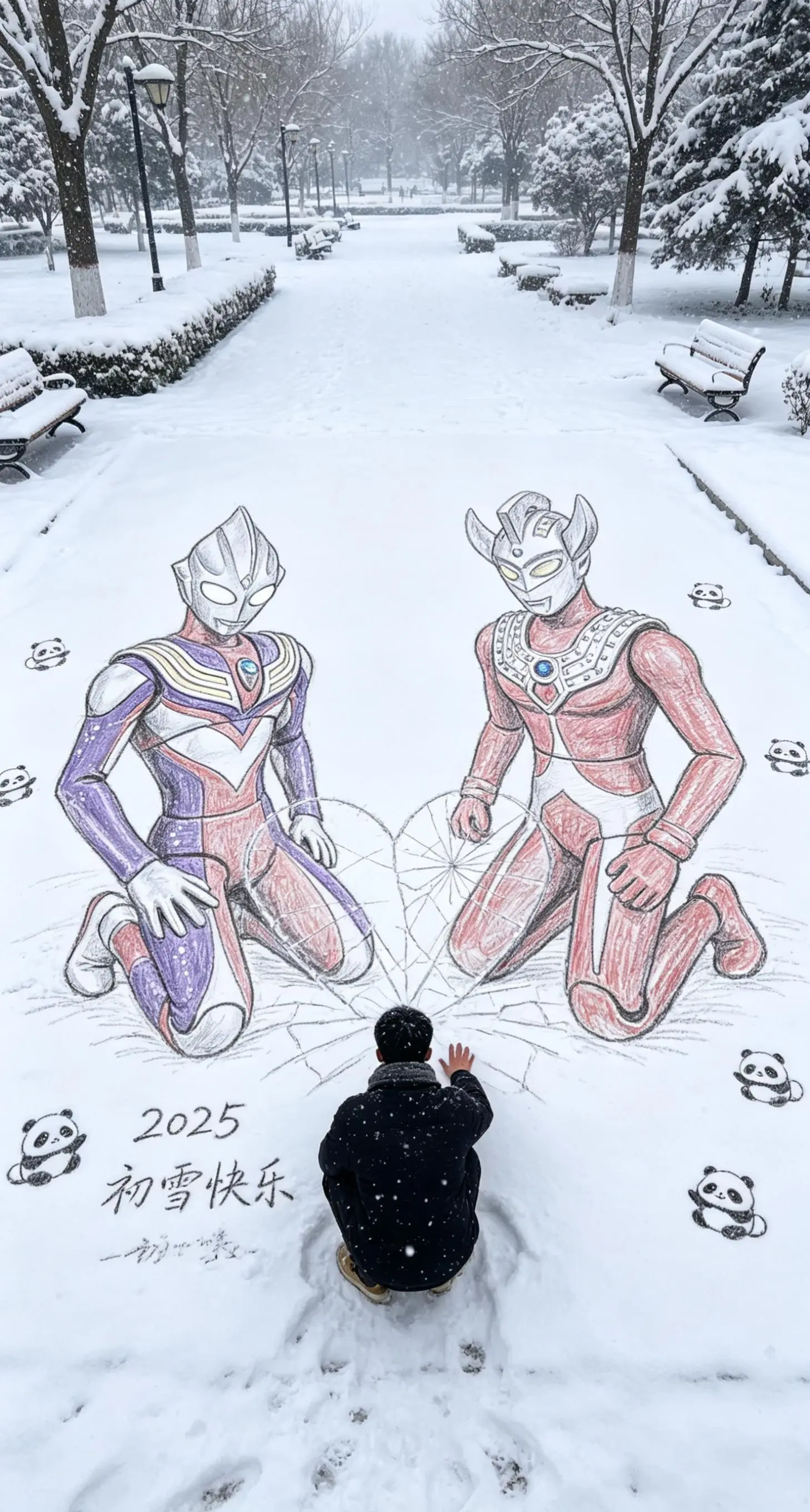 雪绘素描互动效果 奥特曼儿童动画片