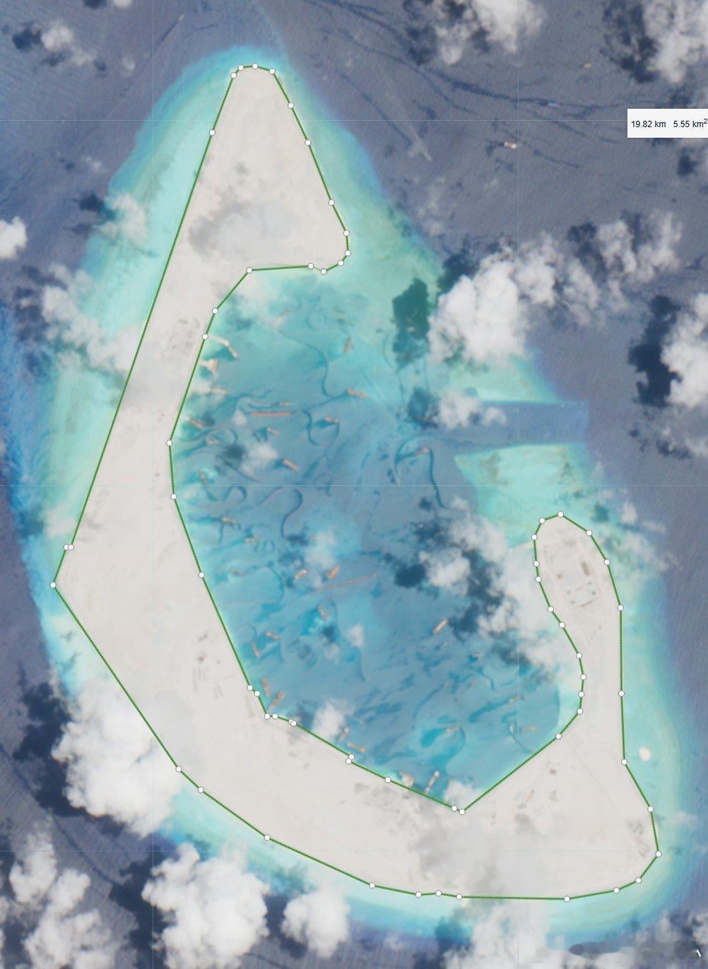 南シナ海西沙諸島　羚羊礁埋立状況 着工：2025/12月?～ 埋立面積：約5.5