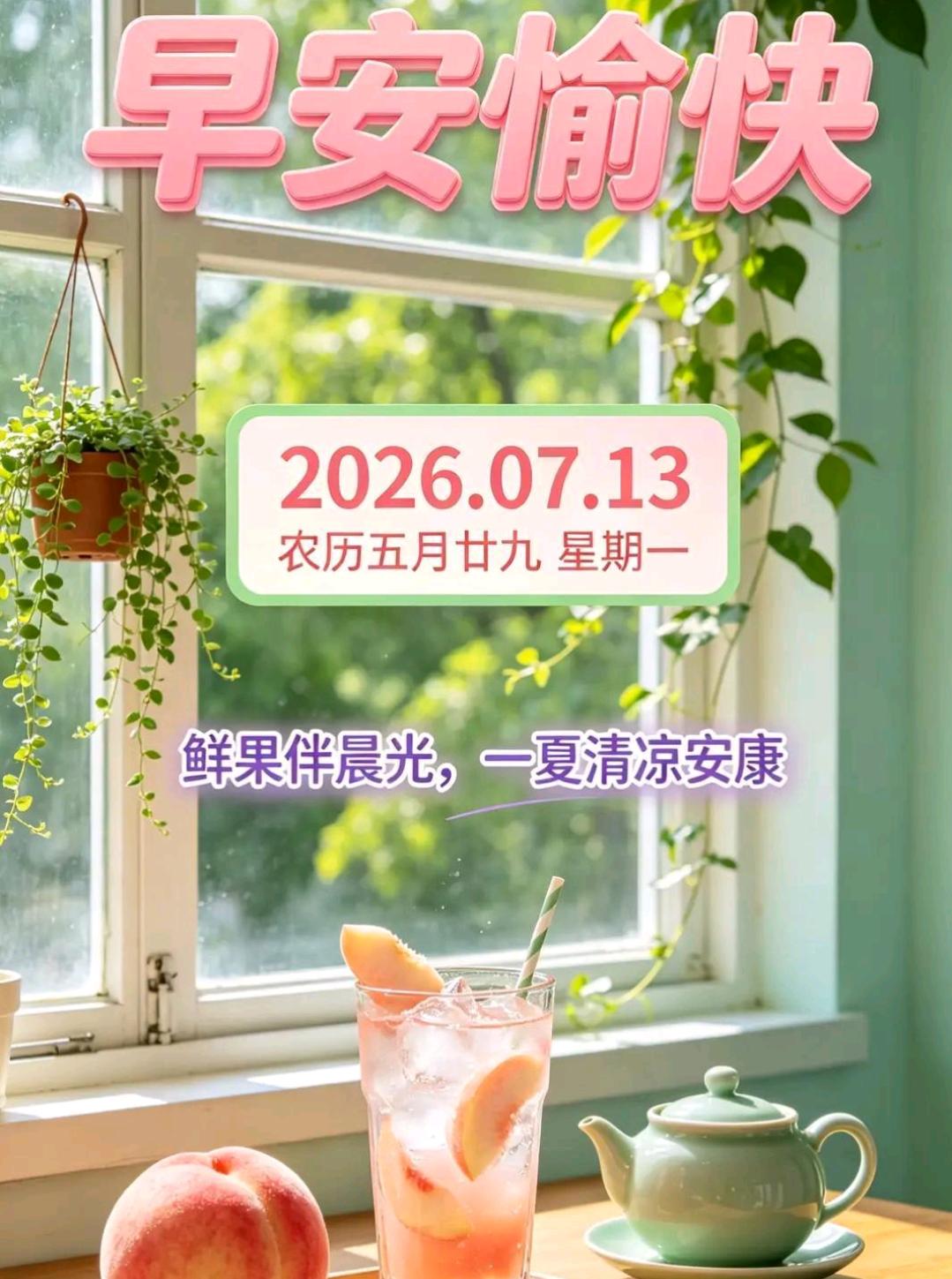 🌻新周伊始，温柔开场。让夏日清风拂去心底浮躁，让清晨微光治愈所有疲惫。愿大家新