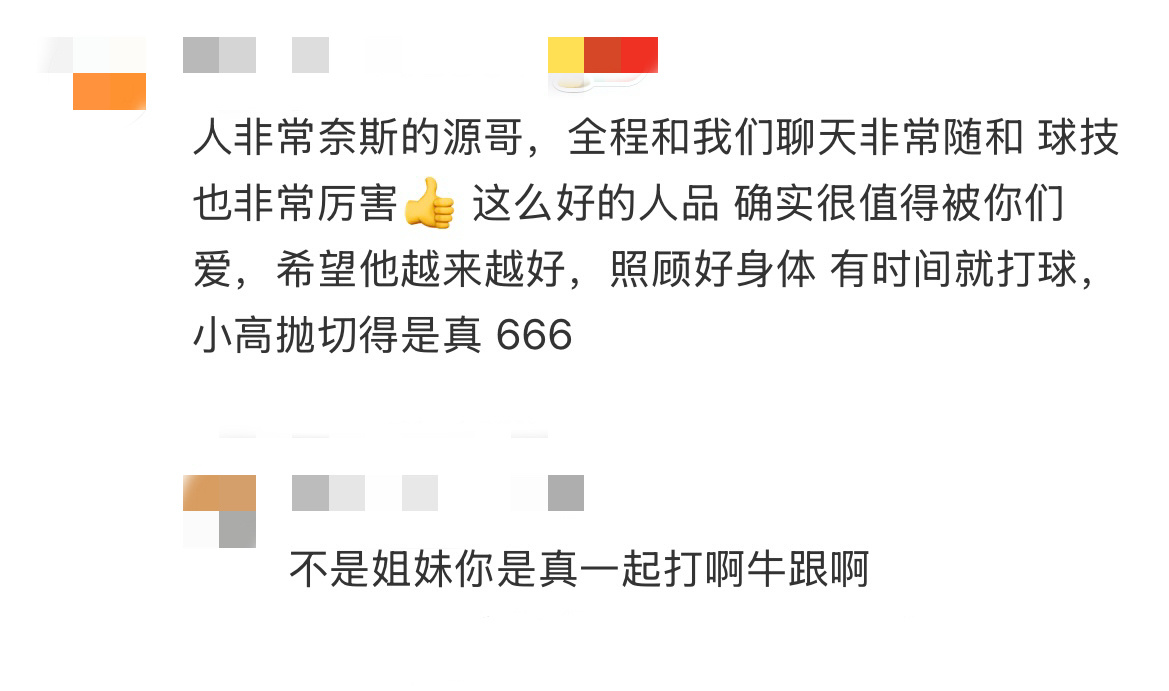 网友评王源高尔夫球技