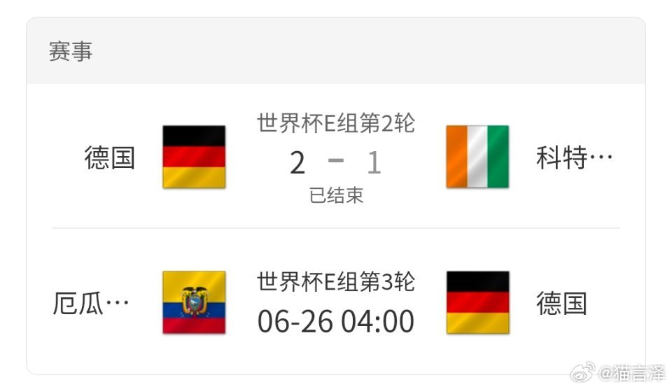 德国绝杀进球2026年美加墨世界杯E组第二轮，德国队凭借替补前锋翁达夫的梅开二度