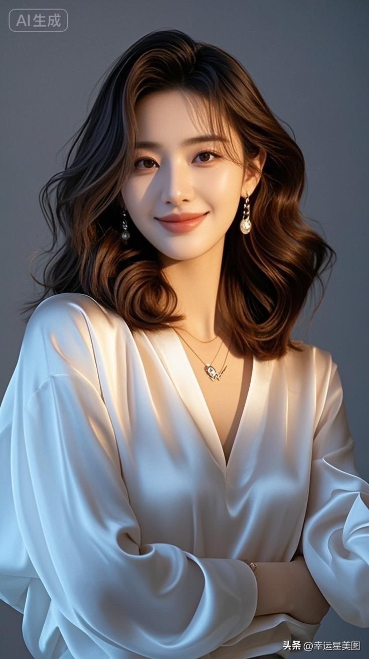 温柔优雅的气质女神，白衬衫与珠宝的完美搭配，尽显时尚魅力！