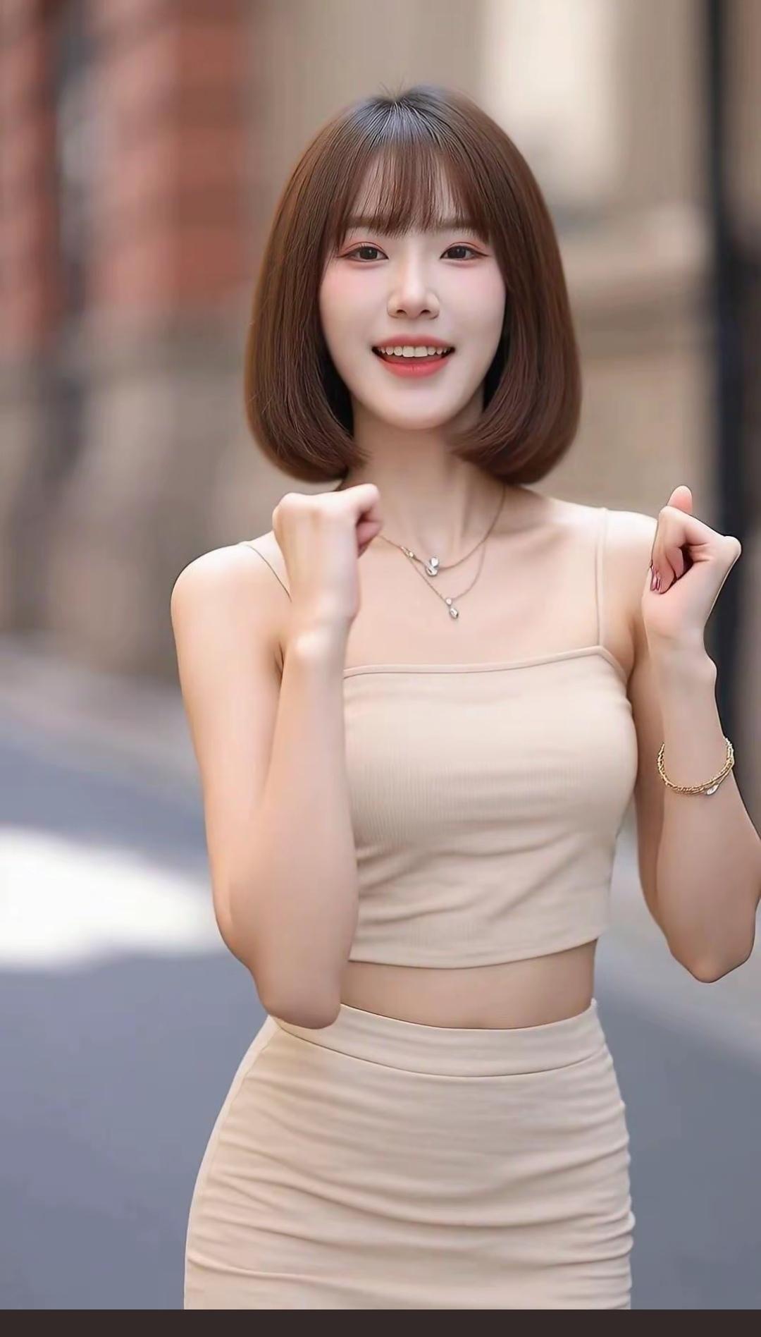 笑靥如花，春光满面。