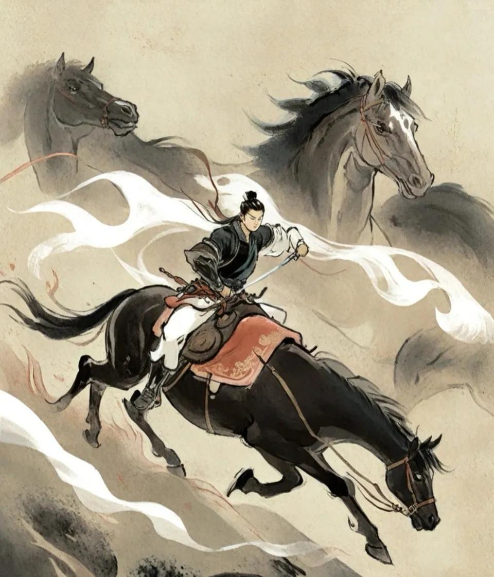 银鞍照白马，飒沓如流星。——李白《侠客行》
【释义】骑着银鞍白马，在大街上风驰电