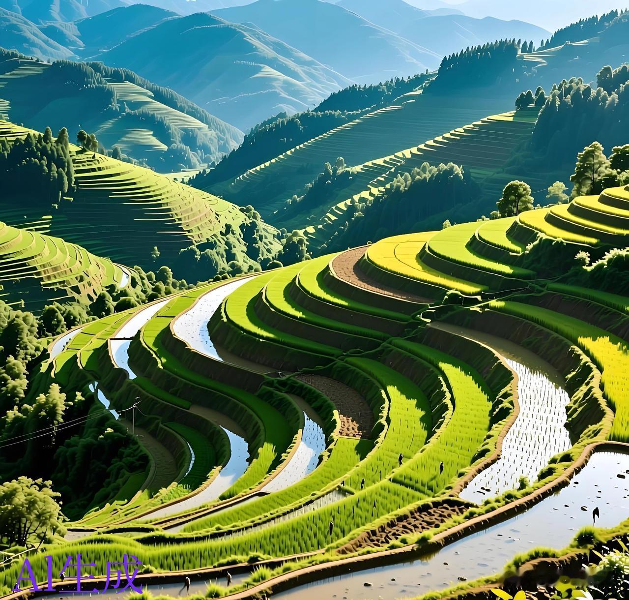 层层叠叠的梯田
看起来真是美观。
美则美矣、就是农民伯伯种起来会不会特别累？
不