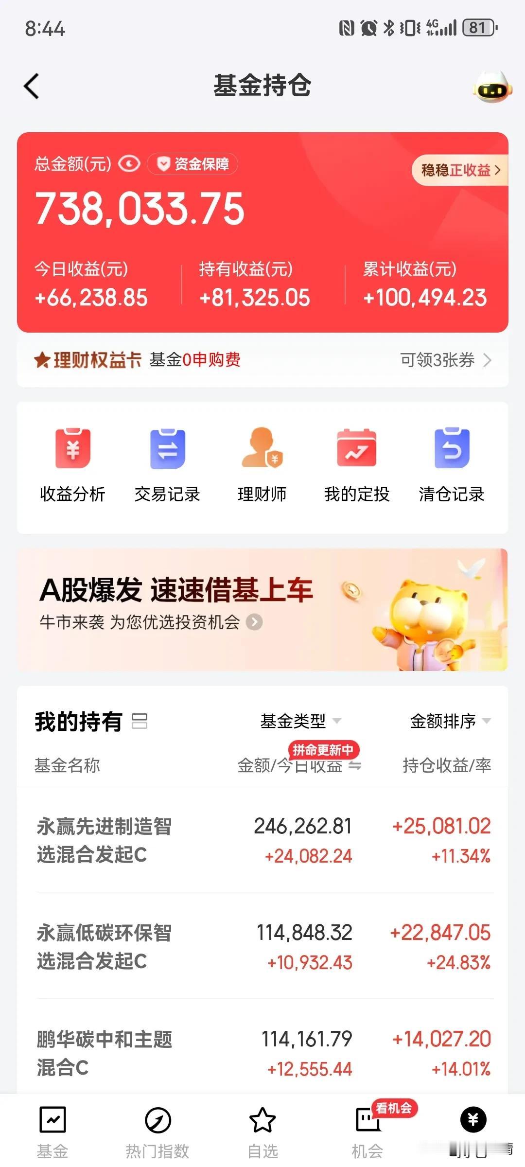 今天基金人均10个点！#基金涨疯了# #基金#