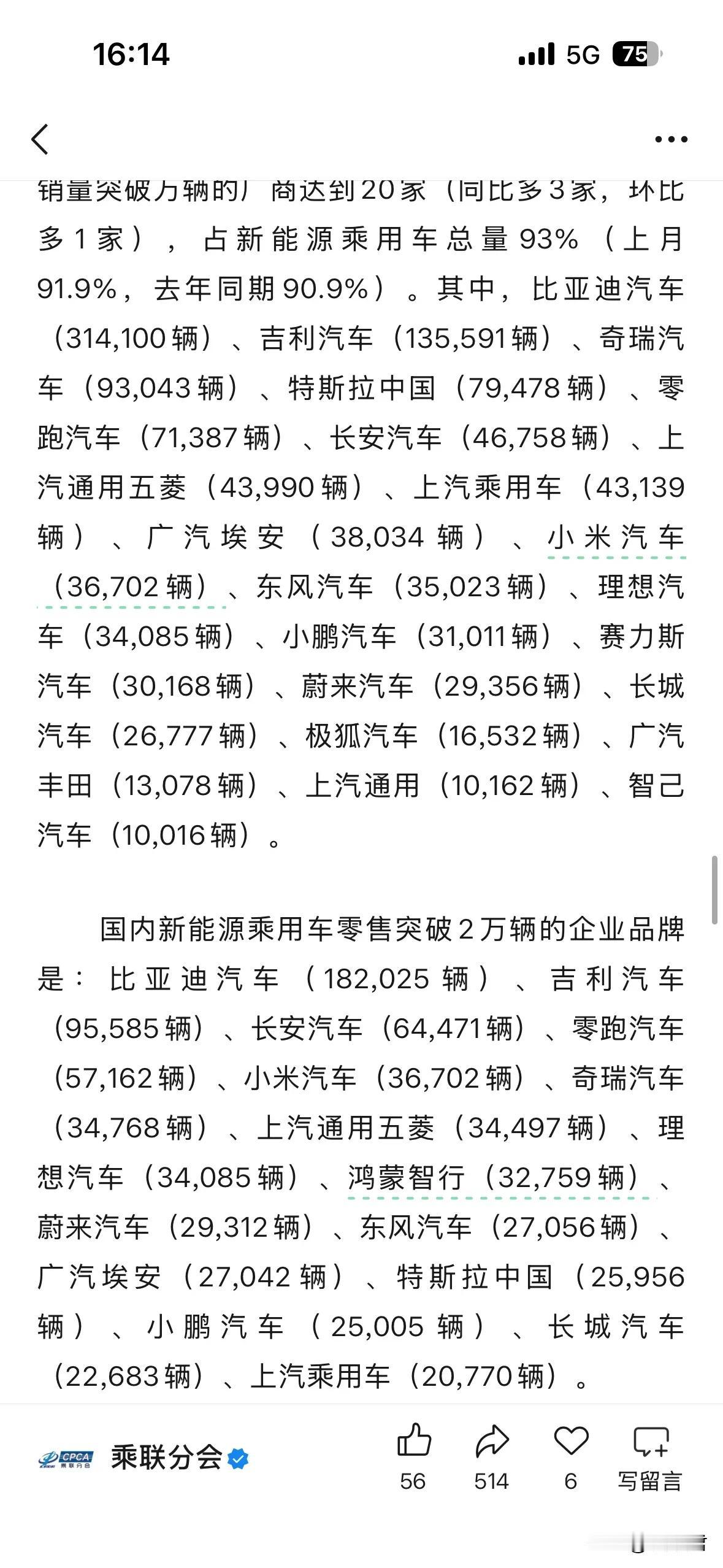 比亚迪汽车：182025辆
吉利汽车：95585辆
长安汽车：64471辆
零跑