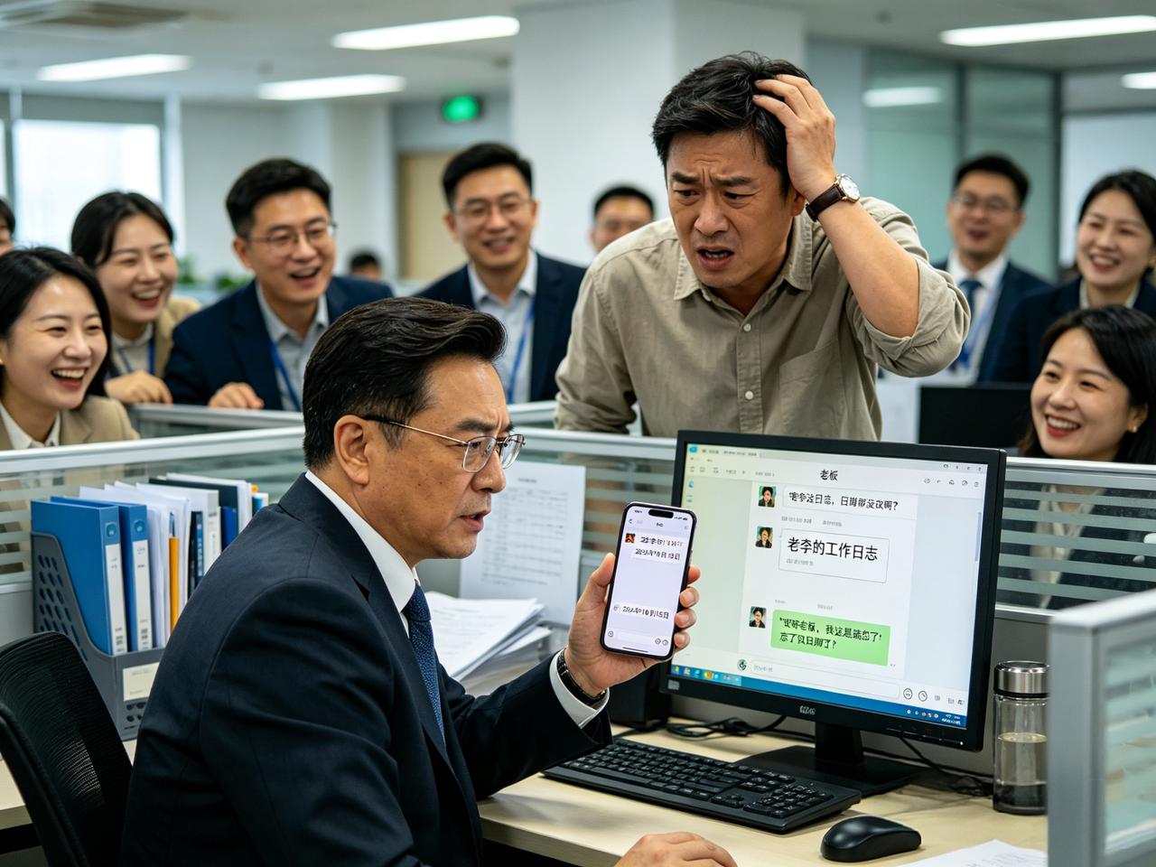 公司出了个新鲜事——行政部要求每天写工作日志，下班前发群里，不发的扣十块。

老