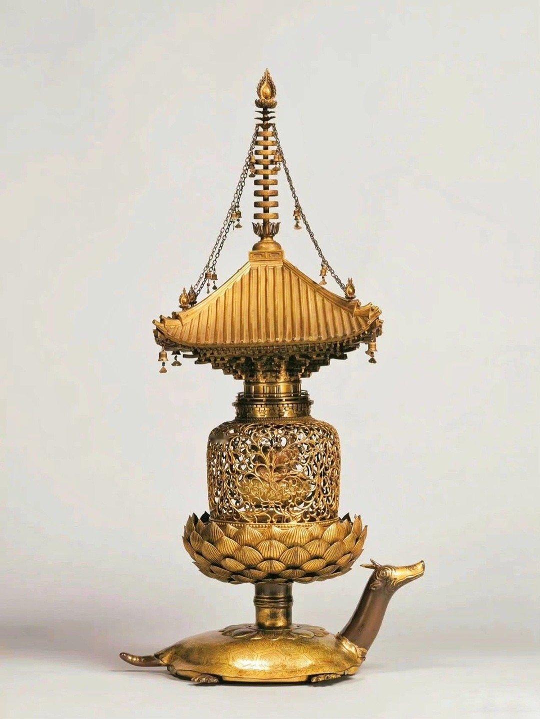 唐·金龟舍利塔 | 日本唐招提寺唐招提寺金龟舍利塔，总高92.0cm，铜鎏金 ，