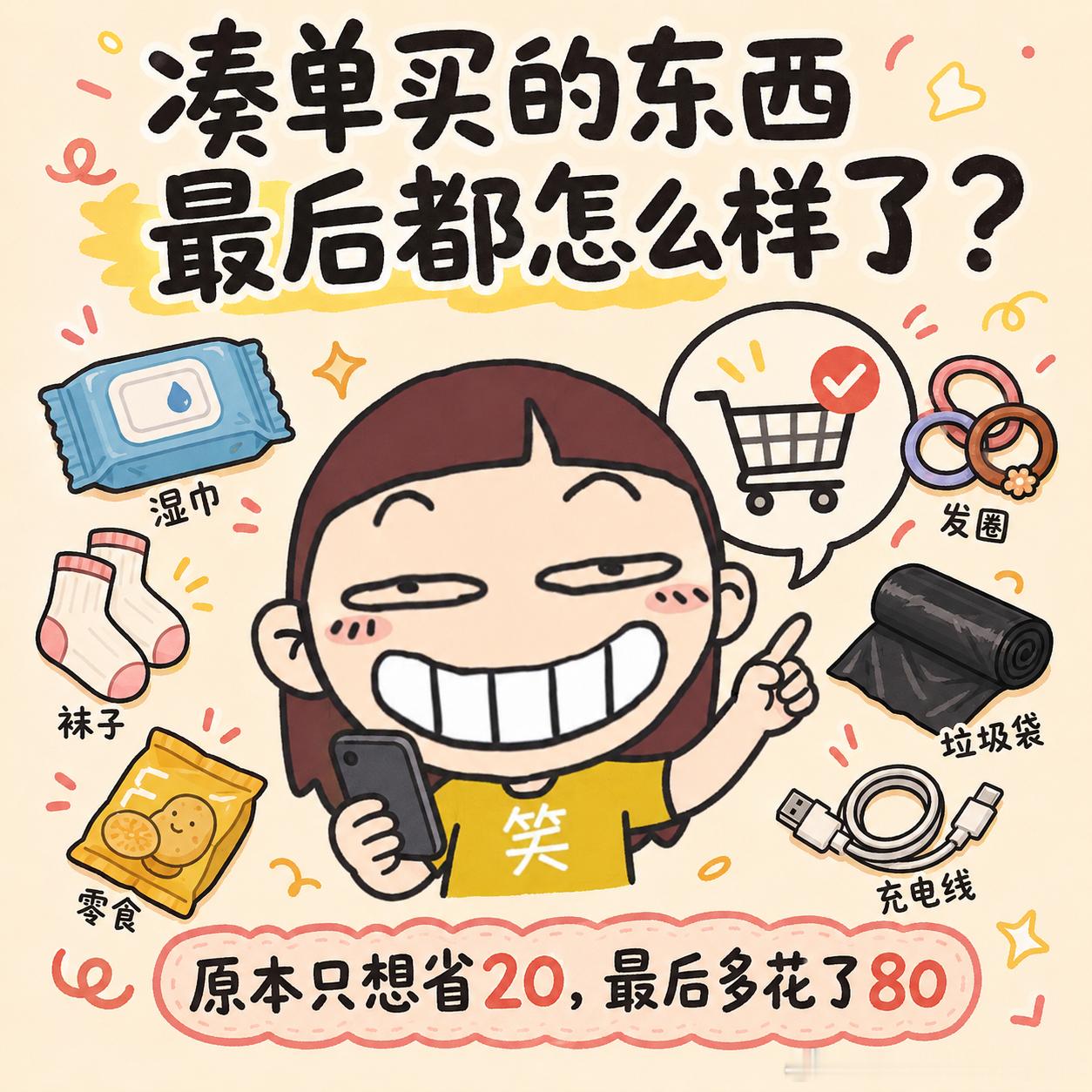 每次大促凑单，我都觉得自己特别会过日子。  本来只差20块满减，结果我在购物车里