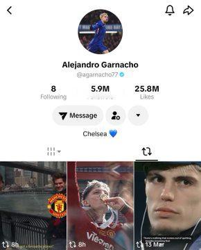 【？？？】加纳乔TikTok 上删除所有与切尔西相关的内容，并重新发布了两个曼联