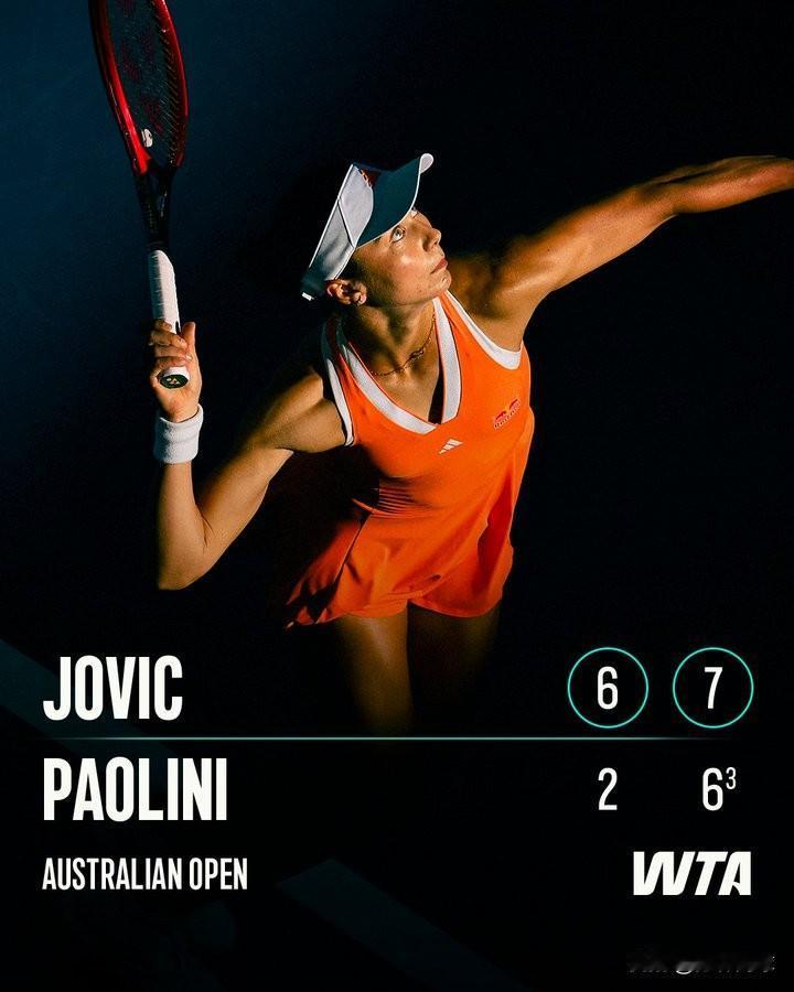 澳网女单今天爆出最大冷门
🇺🇸约维奇6-2/7-6击败7号种子保利尼🇮🇹