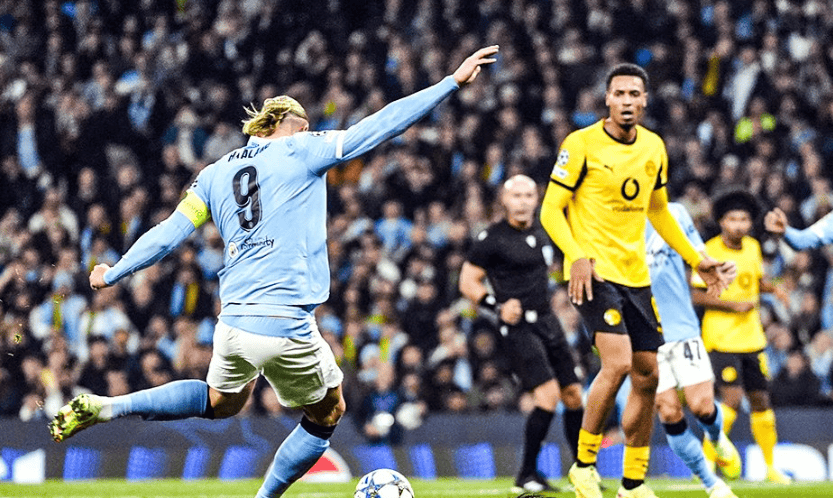 哈兰德已在3个不同欧冠赛季中前4轮均进球，追平C罗纪录