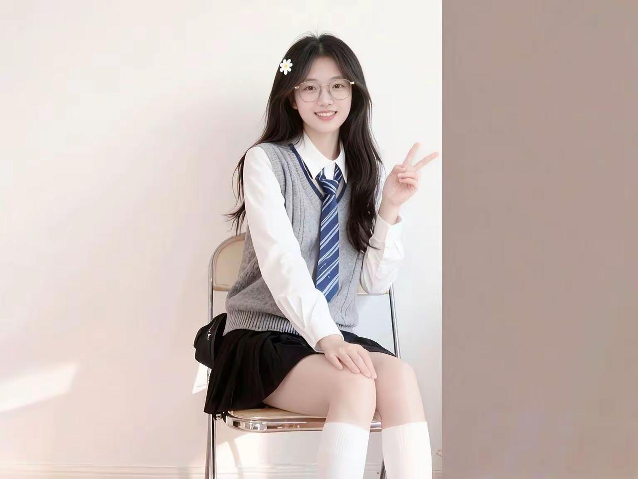 🎀 白衬衫配针织背心，是永远青春的学院风。
粉嫩嫩的Kitty猫手机壳，发间的