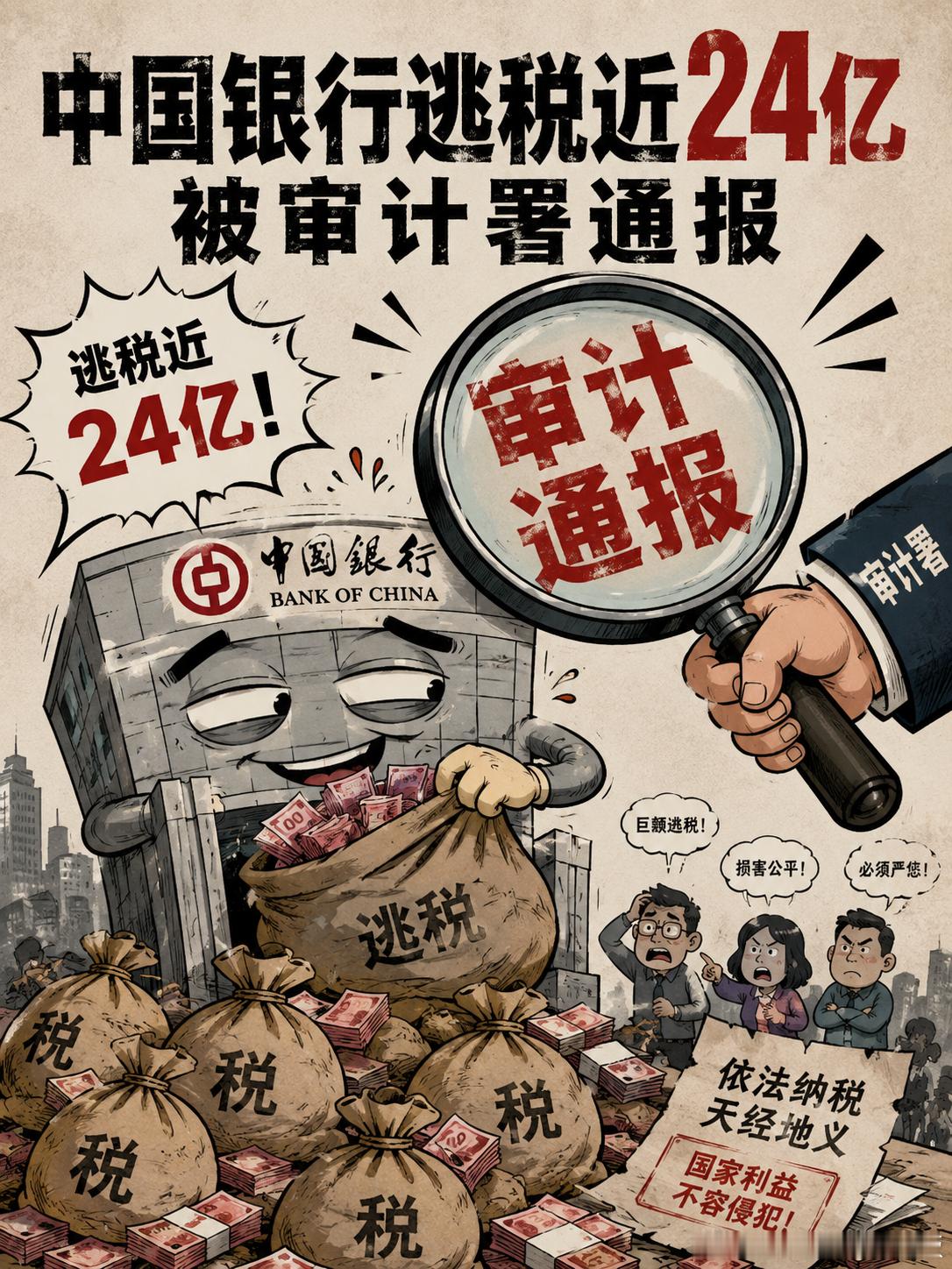 中国银行逃税近24亿被审计署通报浓眉大眼的形象也塌房吗？ 