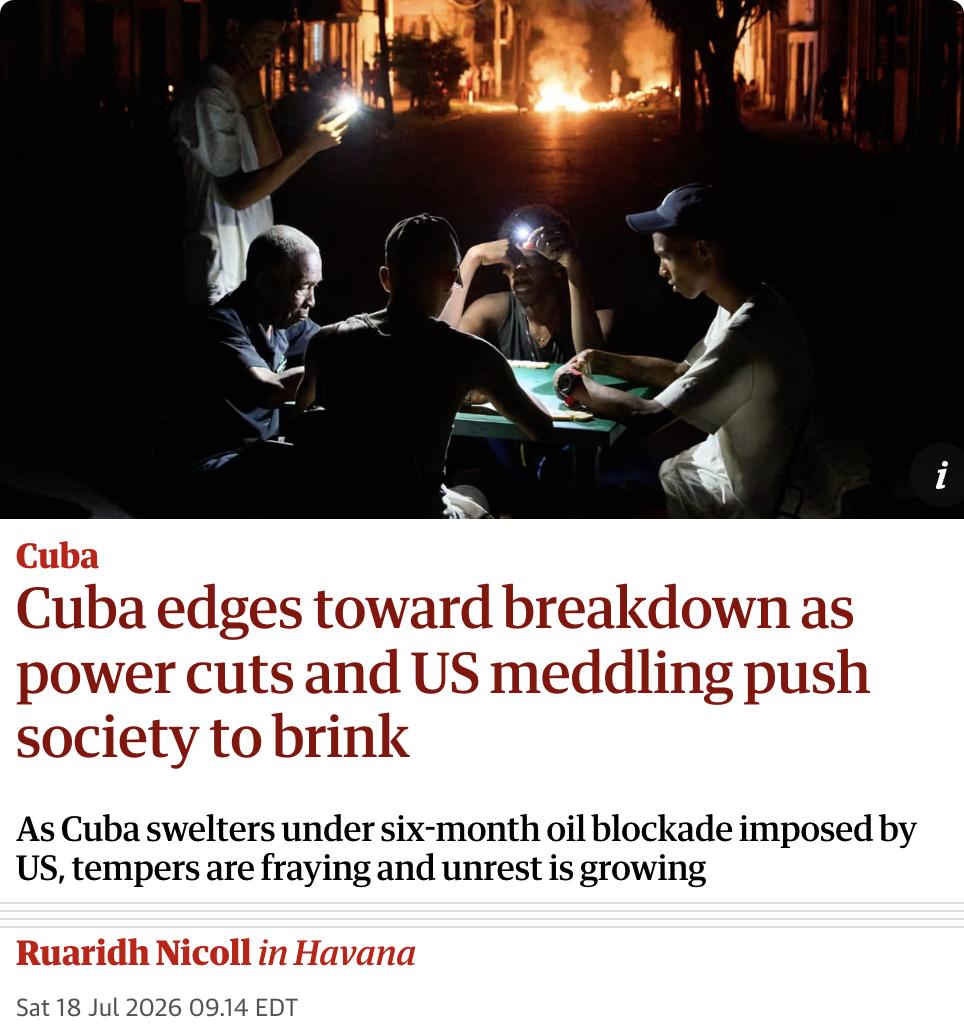 英媒：美国长达六个月的石油封锁导致古巴全国电网10天内三次崩溃，950万人口在3
