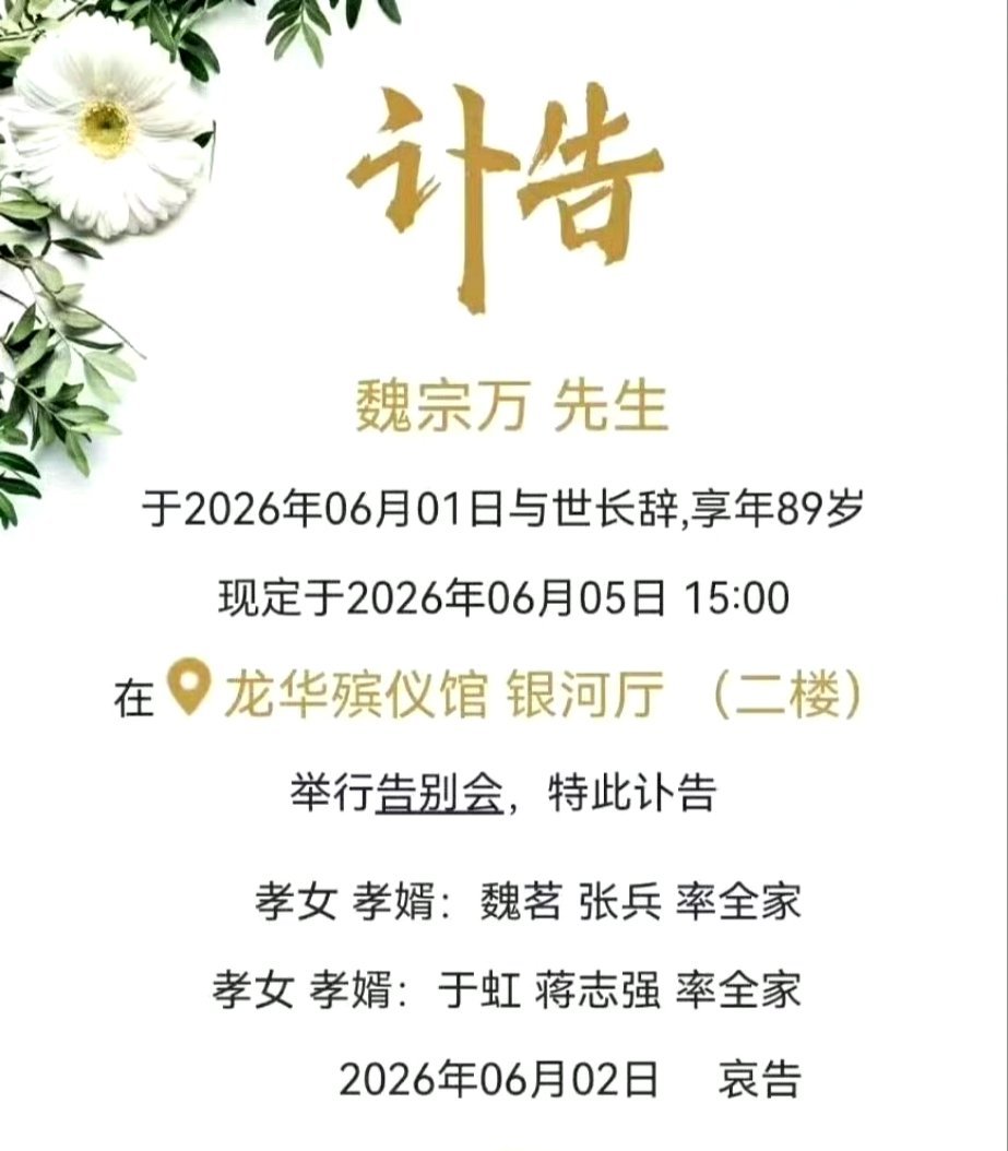 演员魏宗万去世 啊！……  愿老爷子一路走好！