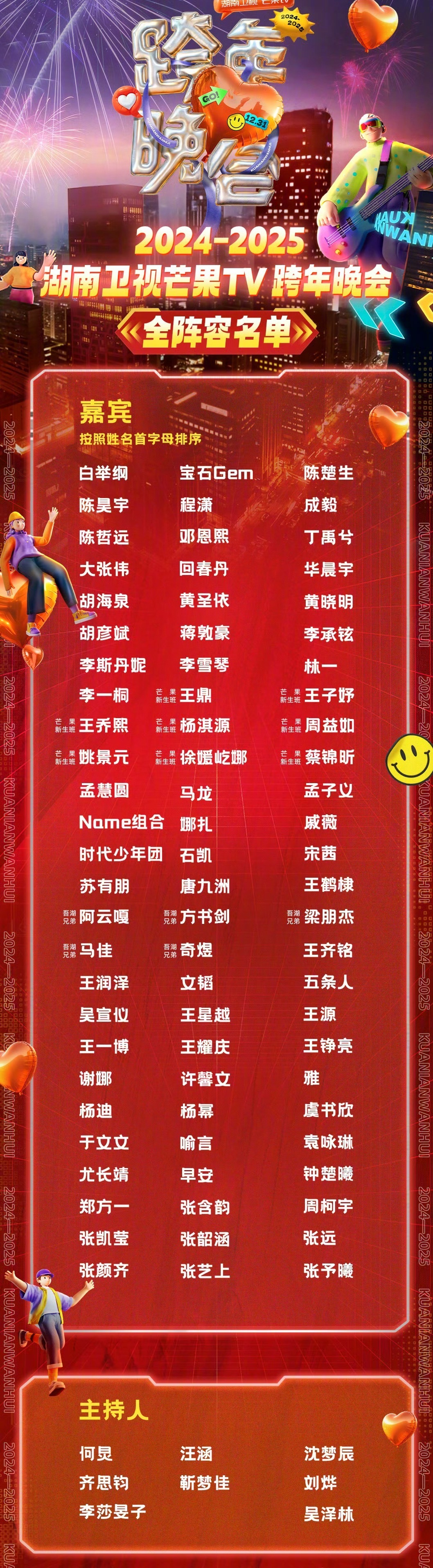 今年湖南卫视跨年全阵容[打call]想看的人好多啊[打call] 